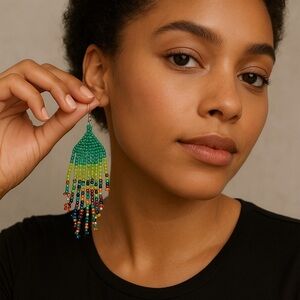 Vibrant Multicolor Beaded Earrings